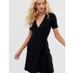& Other Stories Wrap Front Dress Black NWT Ribbed